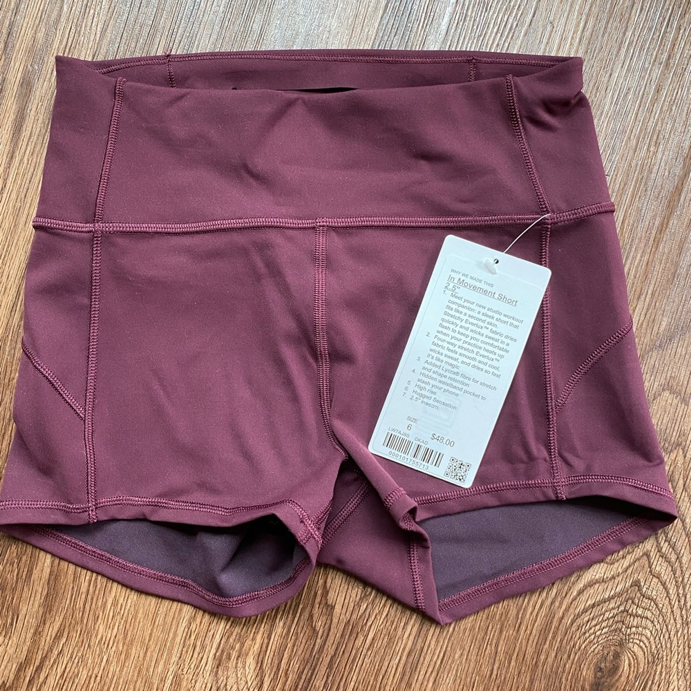 Lululemon movement short. NEW WITH TAGS